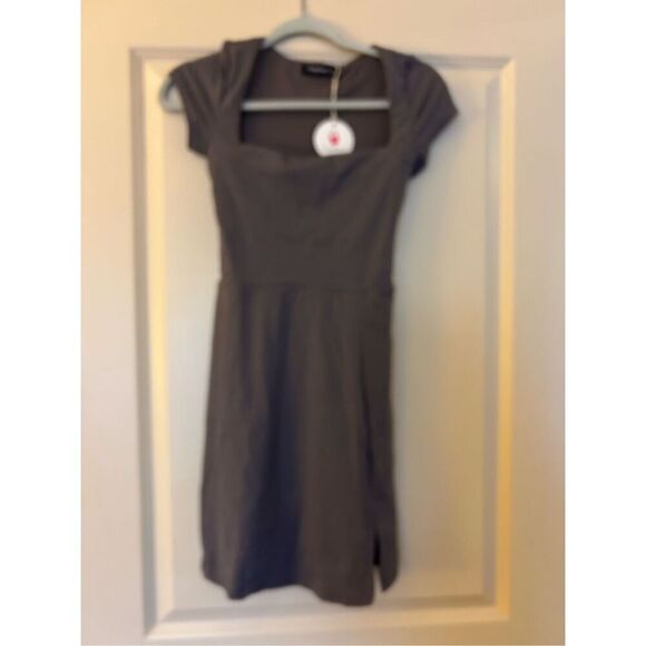 NEW Square Neck Y2K Club Side Slit Stretchy Mini Dress XS - Picture 4 of 6